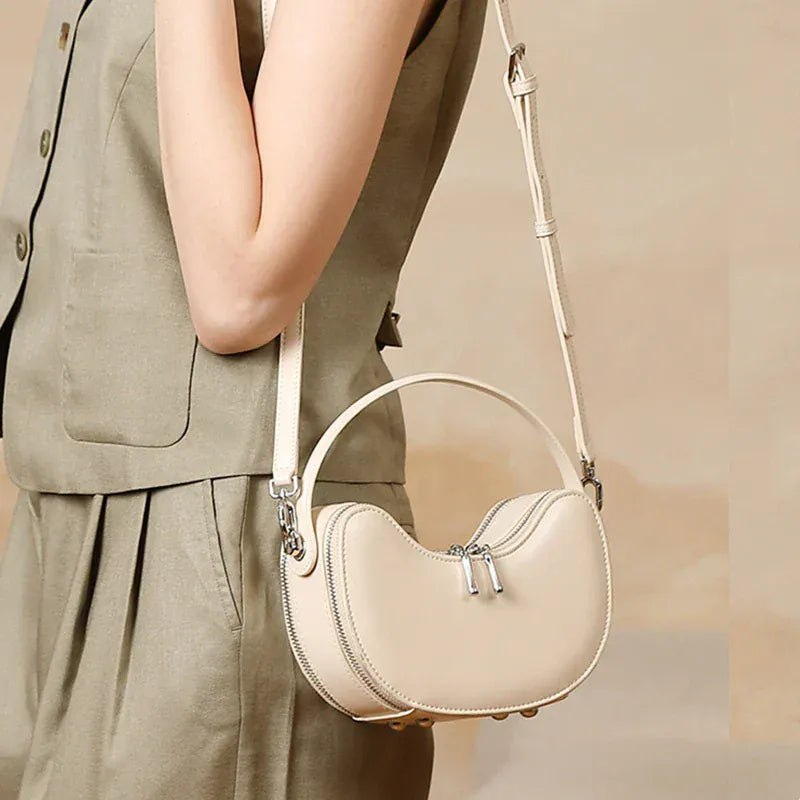 Celvera Tas Dames - Halfmaan Crossbody met Dubbele Rits en Ring | Klassiek