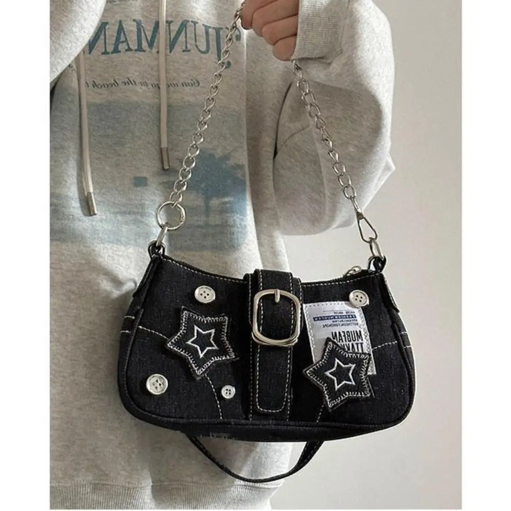 Celvera Tas Dames - Y2K Schoudertas met Sterren Ketting en Gesp | Stoer