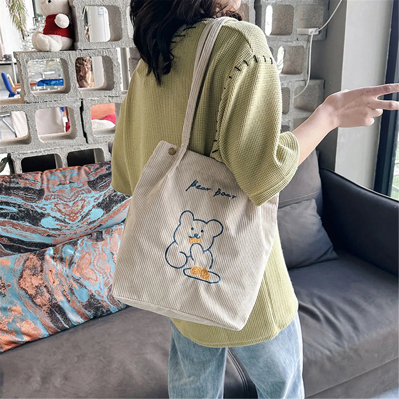 Celvera Tas Dames - Schoudertas met Beertje Applicatie | Casual
