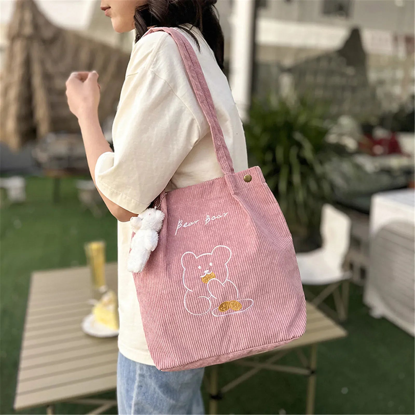 Celvera Tas Dames - Schoudertas met Beertje Applicatie | Casual