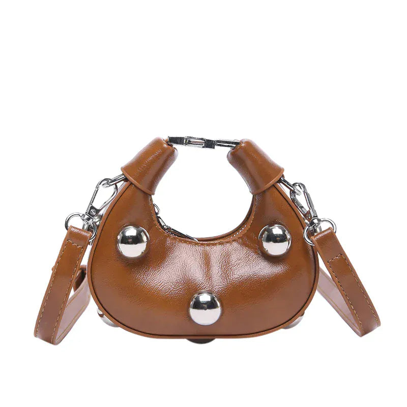 Celvera Tas Dames - Mini Crossbody met Zilveren Bolstuds en Ring | Stoer