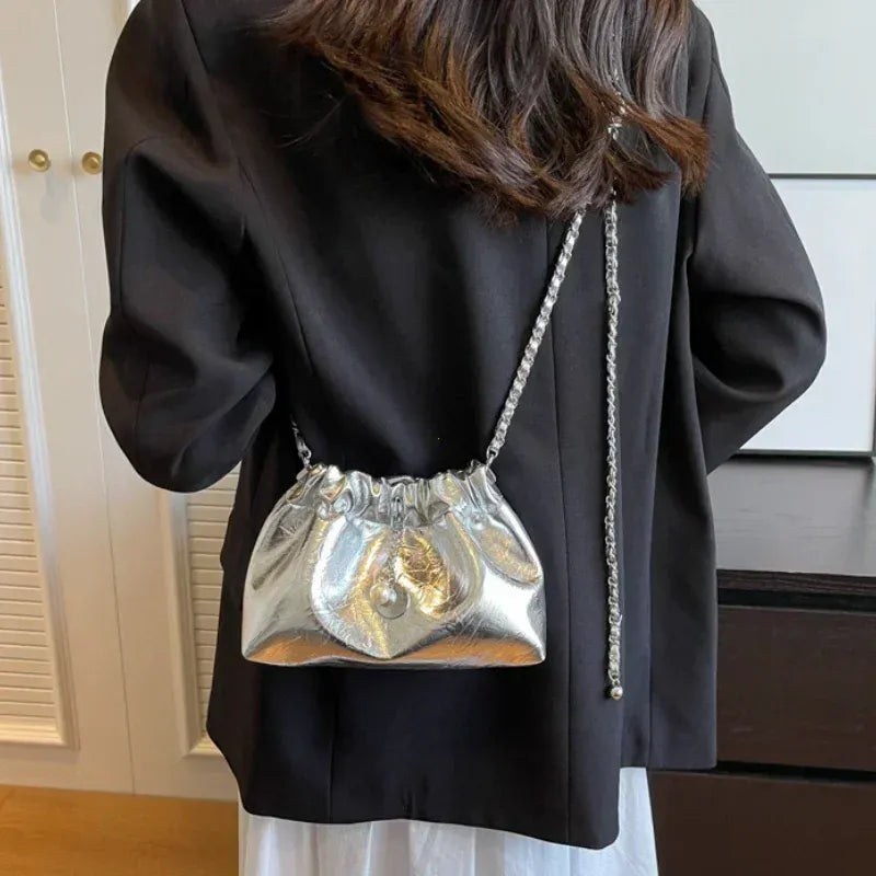 Celvera Tas Dames - Glanzende Crossbody met Gerimpeld Design | Chique