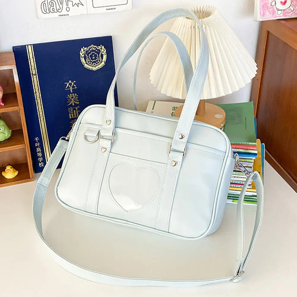 Celvera Tas Dames - Rechthoekige Schoudertas met Hart Detail | Kawaii