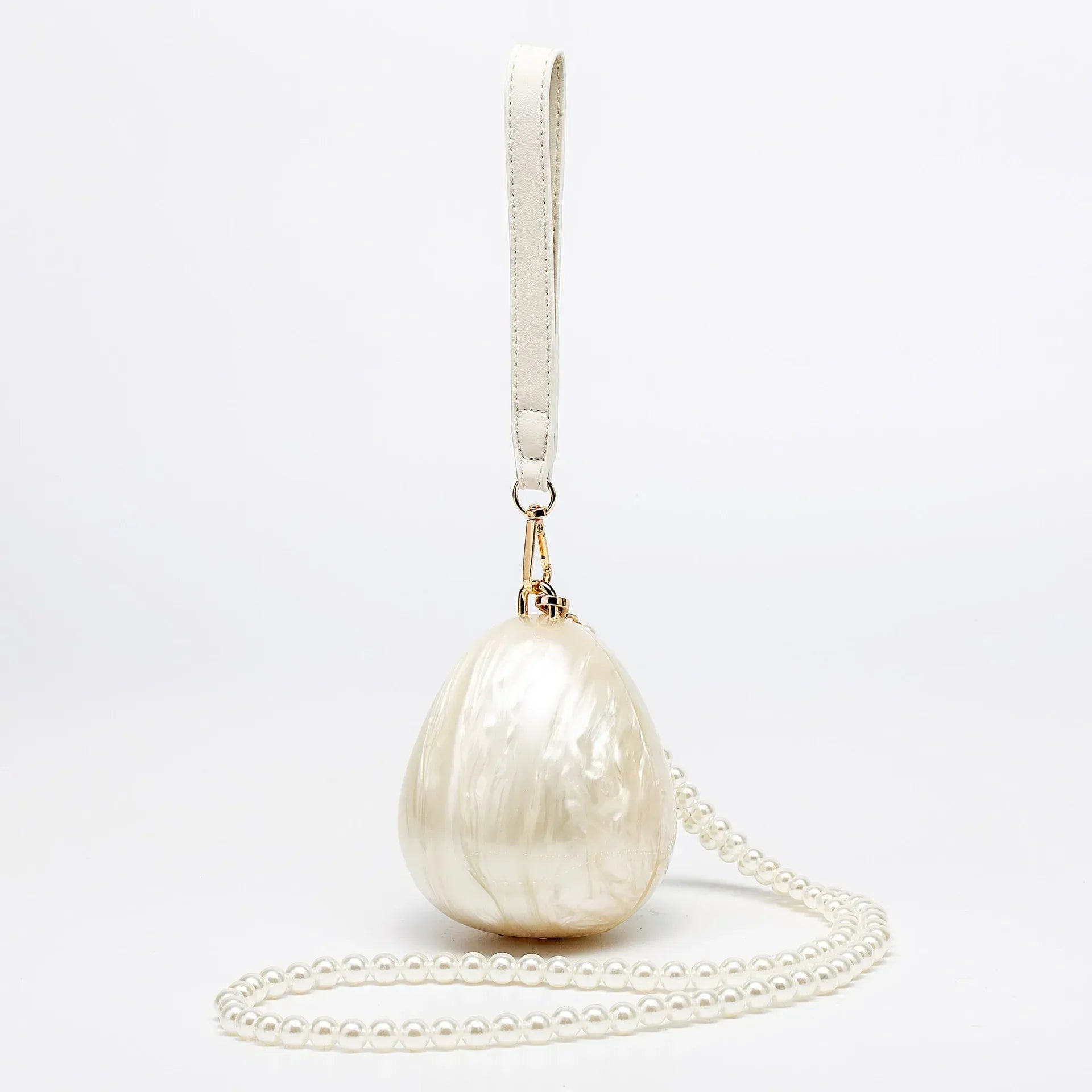Celvera Tas Dames - Parelmoer Ei Clutch met Parelketting en Pols | Gala