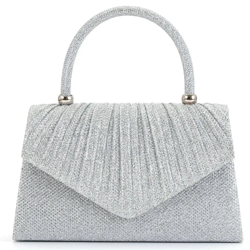 Celvera Tas Dames - Glitter Avondtasje met Geplooide Klep en Handvat | Chique