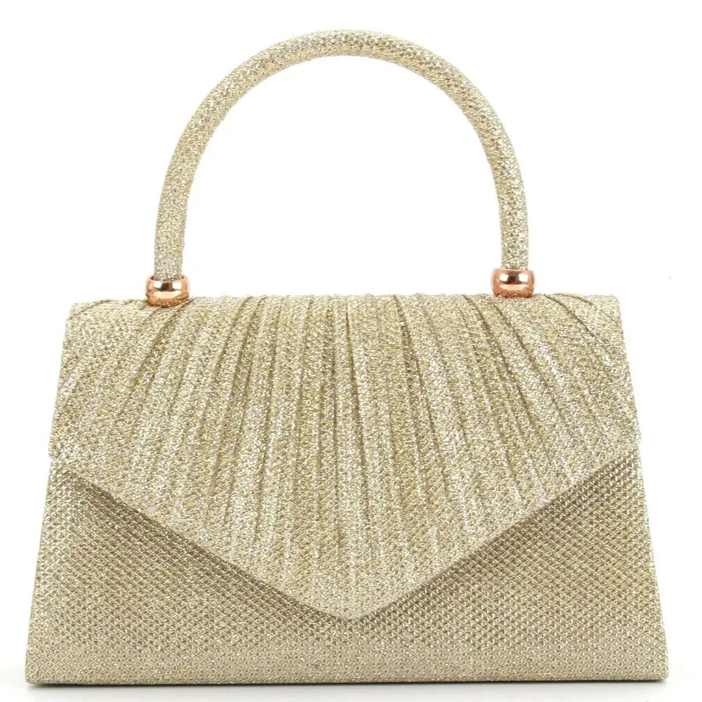 Celvera Tas Dames - Glitter Avondtasje met Geplooide Klep en Handvat | Chique