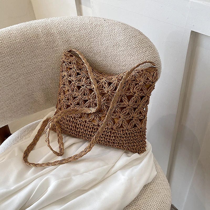 Celvera Schoudertas Dames - Gevlochten Zomertas met Open Weef | Shopper