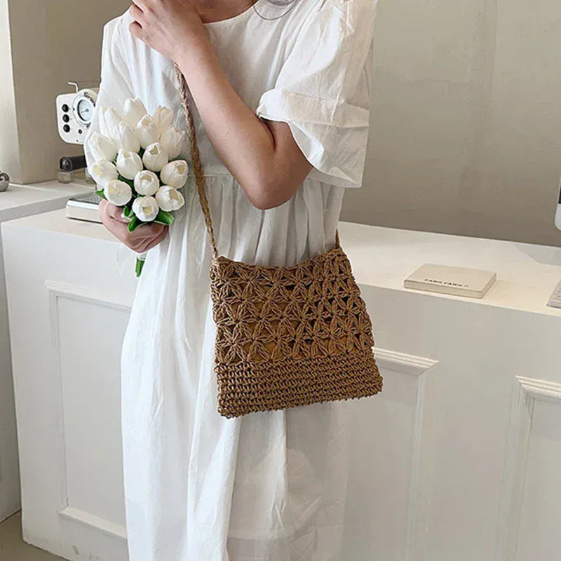 Celvera Schoudertas Dames - Gevlochten Zomertas met Open Weef | Shopper