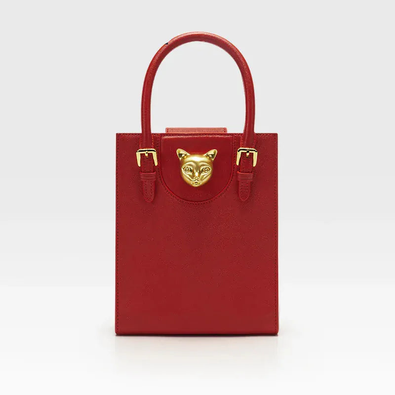 Celvera Handtas Dames - Mini Tote Bag met Gouden Kattenslot | Chique