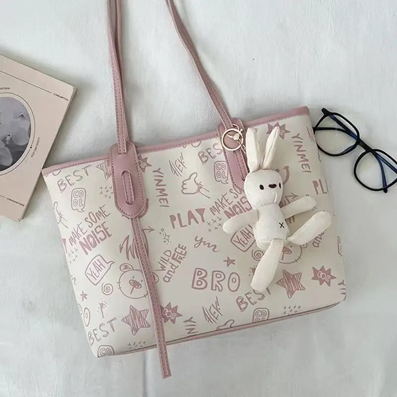 Celvera Tas Dames - Ruime Shopper met Graffiti Print en Hanger | Casual