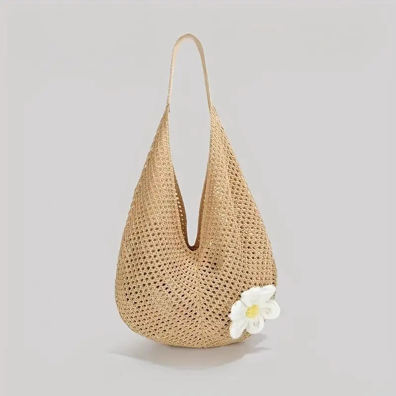 Celvera Tas Dames - Gehaakte Shopper met Bloemendetail | Zomer