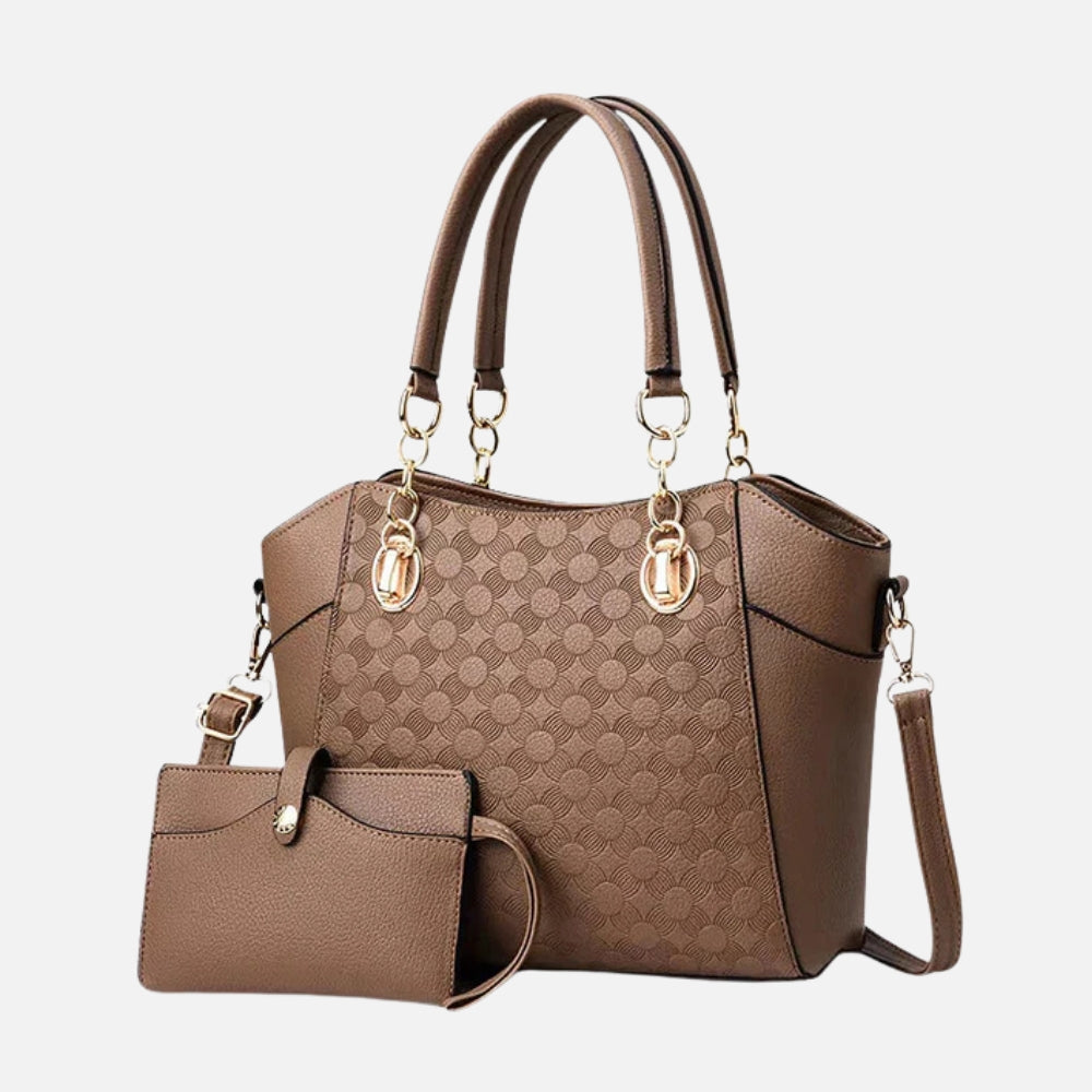 Elegante dames handtas in bruin leer met schouderriem