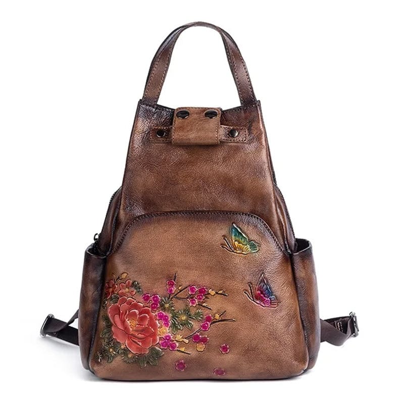 Celvera Rugzak Dames - Vintage Bloemen en Vlinder Print met Topgreep | Casual