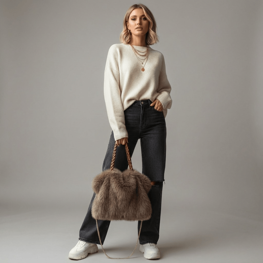 Celvera Luxe Fluffy Handtas | Dames Schoudertas | Zacht & Stijlvol