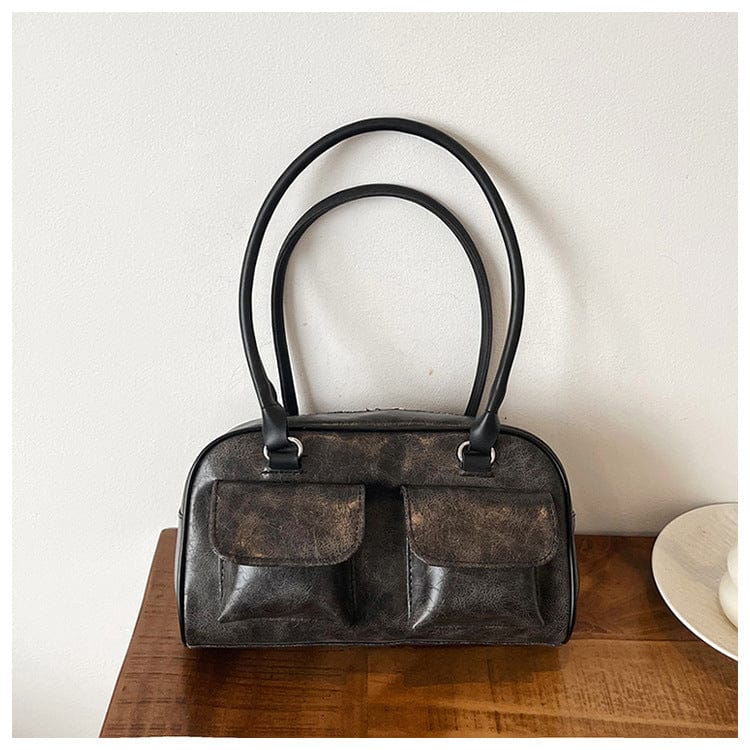 Celvera Schoudertas van Vegan Leer met Klepzakken Vintage Look