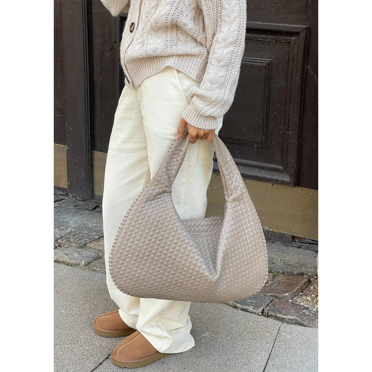 Celvera Tas Dames - Grote Gevlochten Hobo met Gevlochten Handvat en Rits | Chic
