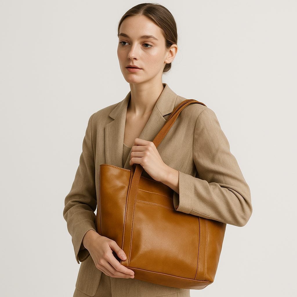 Celvera Tas Dames - Grote Gestructureerde Shopper met Frontpaneel en Dubbele Riem | Chic