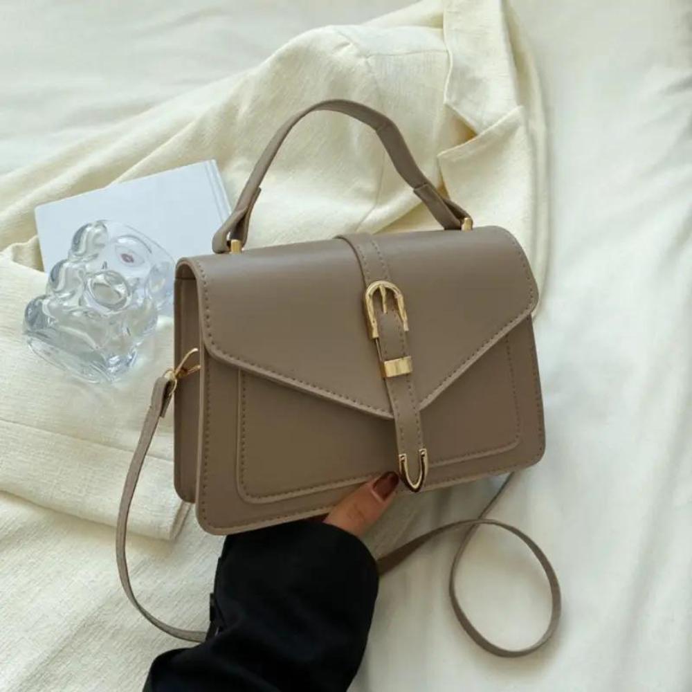 Celvera Tas Dames - Gestructureerde Flap Bag met Gouden Gesp en Draaggreep | Chique