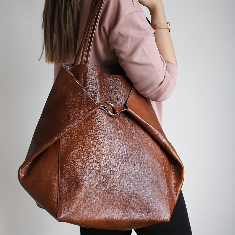Celvera Tas Dames - Oversized Zachte Shopper met Ringdetail en Dubbele Riem | Casual