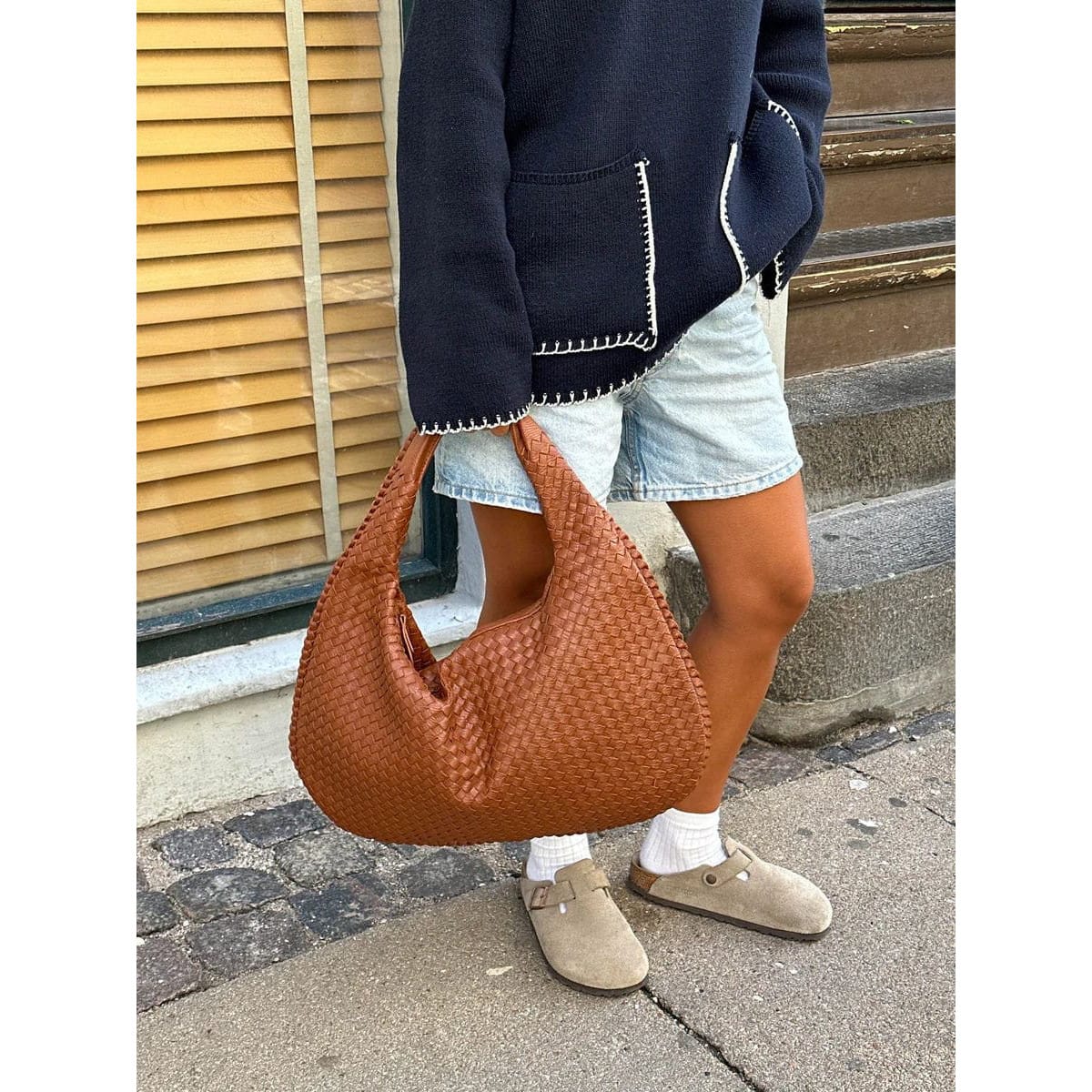 Celvera Tas Dames - Grote Gevlochten Hobo met Gevlochten Handvat en Rits | Chic