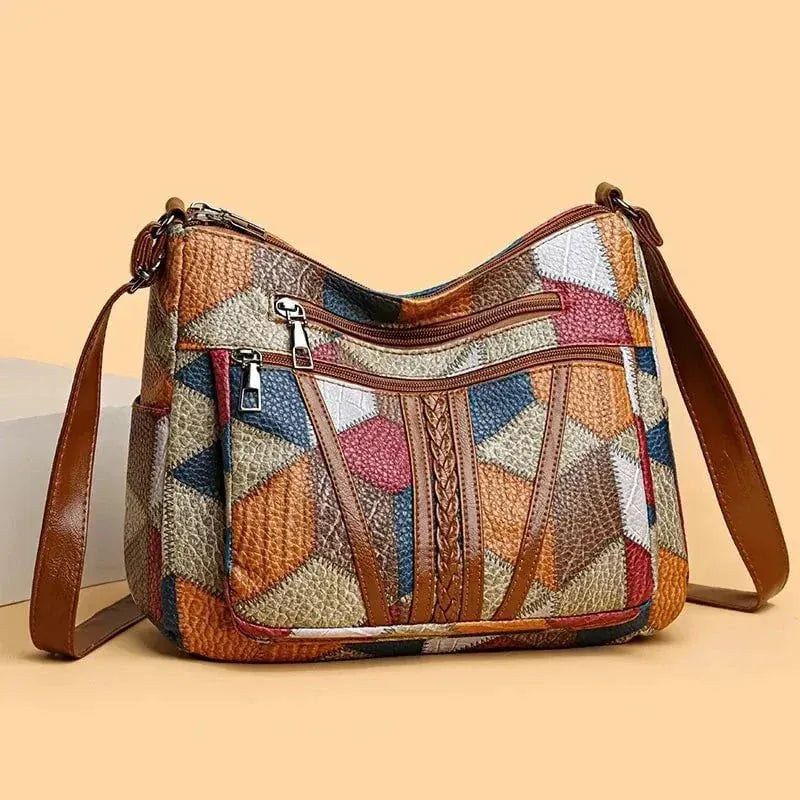 Celvera Tas Dames - Patchwork Crossbody met Meerdere Vakken Detail | Gevlochtenl