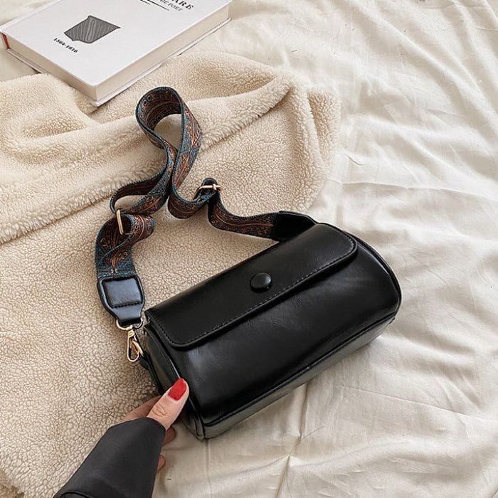 Celvera Tas Dames - Cilindervormige Crossbody met Brede Bedrukte Riem | Casual