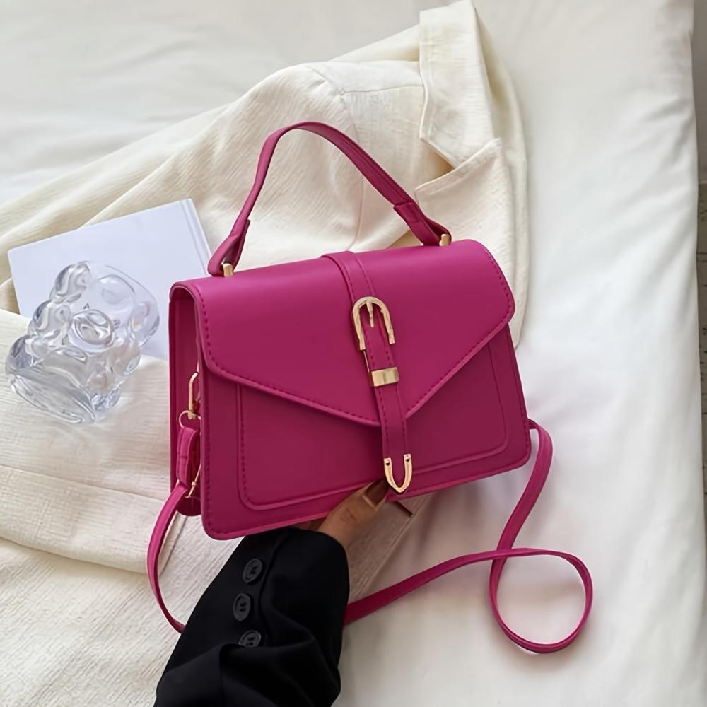 Celvera Tas Dames - Gestructureerde Flap Bag met Gouden Gesp en Draaggreep | Chique
