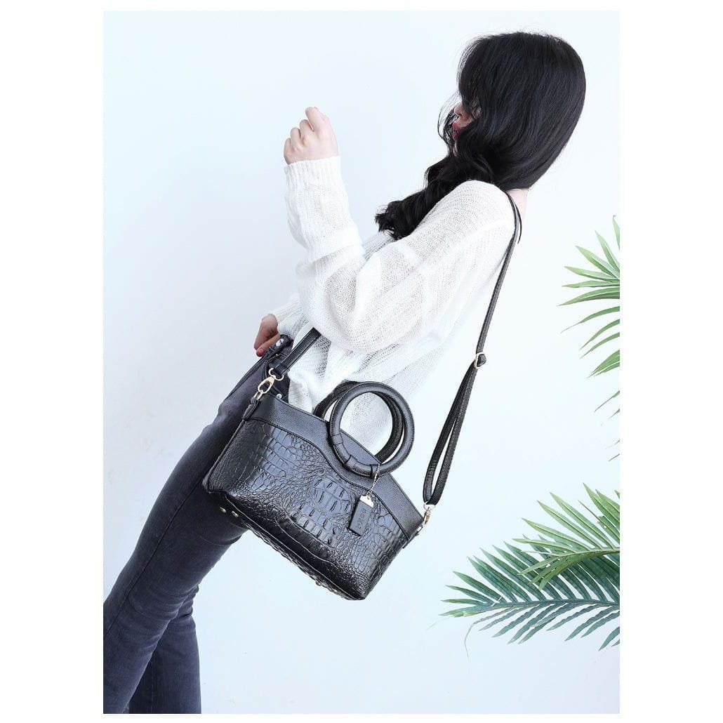 Celvera Tas Dames - Gestructureerde Handtas met Ronde Handvatten en Reliefpatroon | Chic