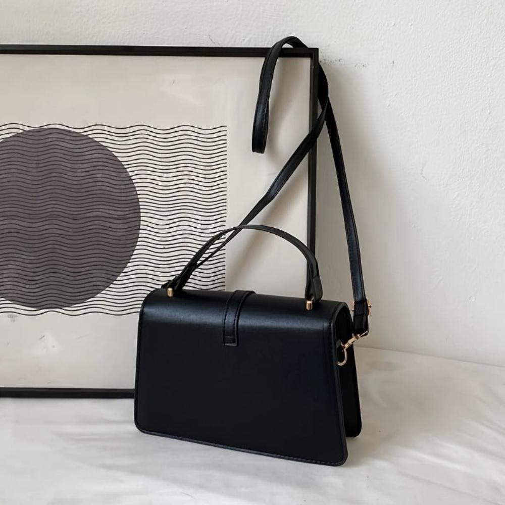 Celvera Tas Dames - Gestructureerde Flap Bag met Gouden Gesp en Draaggreep | Chique