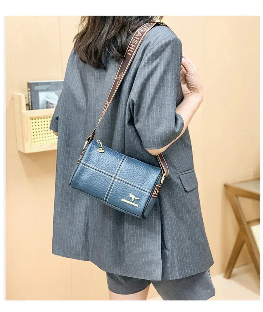 Celvera Tas Dames - Compacte Crossbody met Brede Riem en Contrasterende Stiknaden