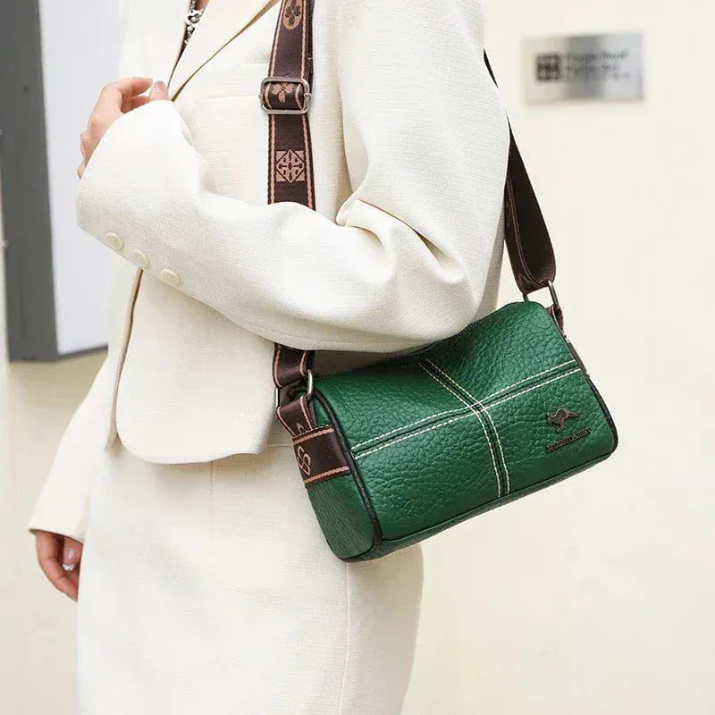 Celvera Tas Dames - Compacte Crossbody met Brede Riem en Contrasterende Stiknaden