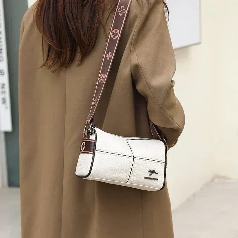 Celvera Tas Dames - Compacte Crossbody met Brede Riem en Contrasterende Stiknaden