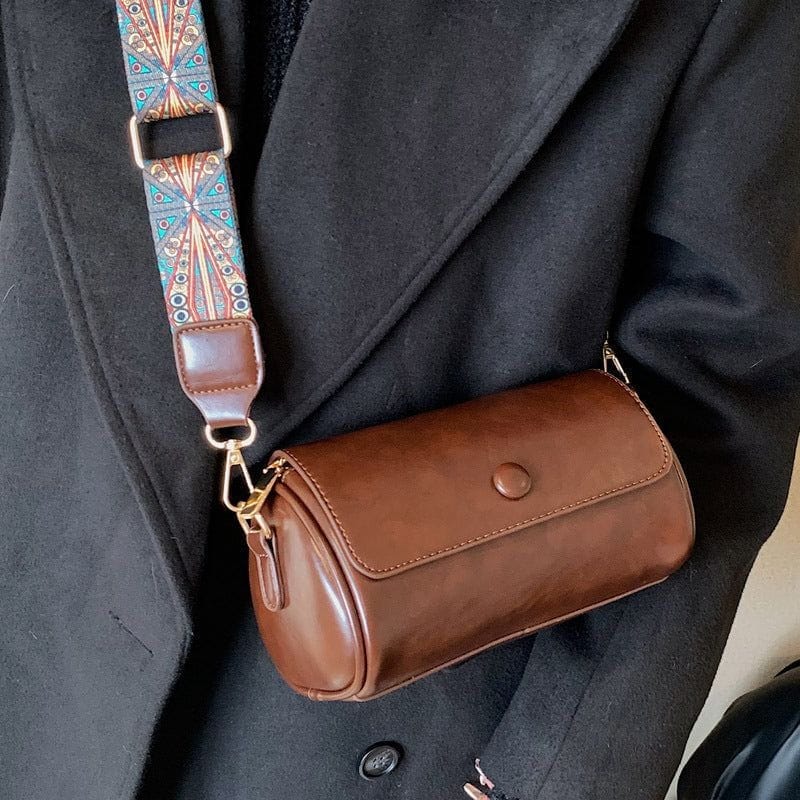 Celvera Tas Dames - Cilindervormige Crossbody met Brede Bedrukte Riem | Casual
