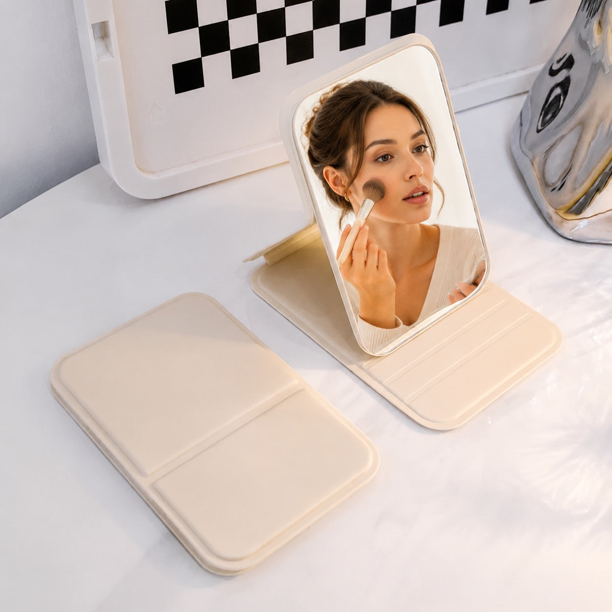 Opvouwbare make-up spiegel – mini draagbare spiegel voor reizen & desktop