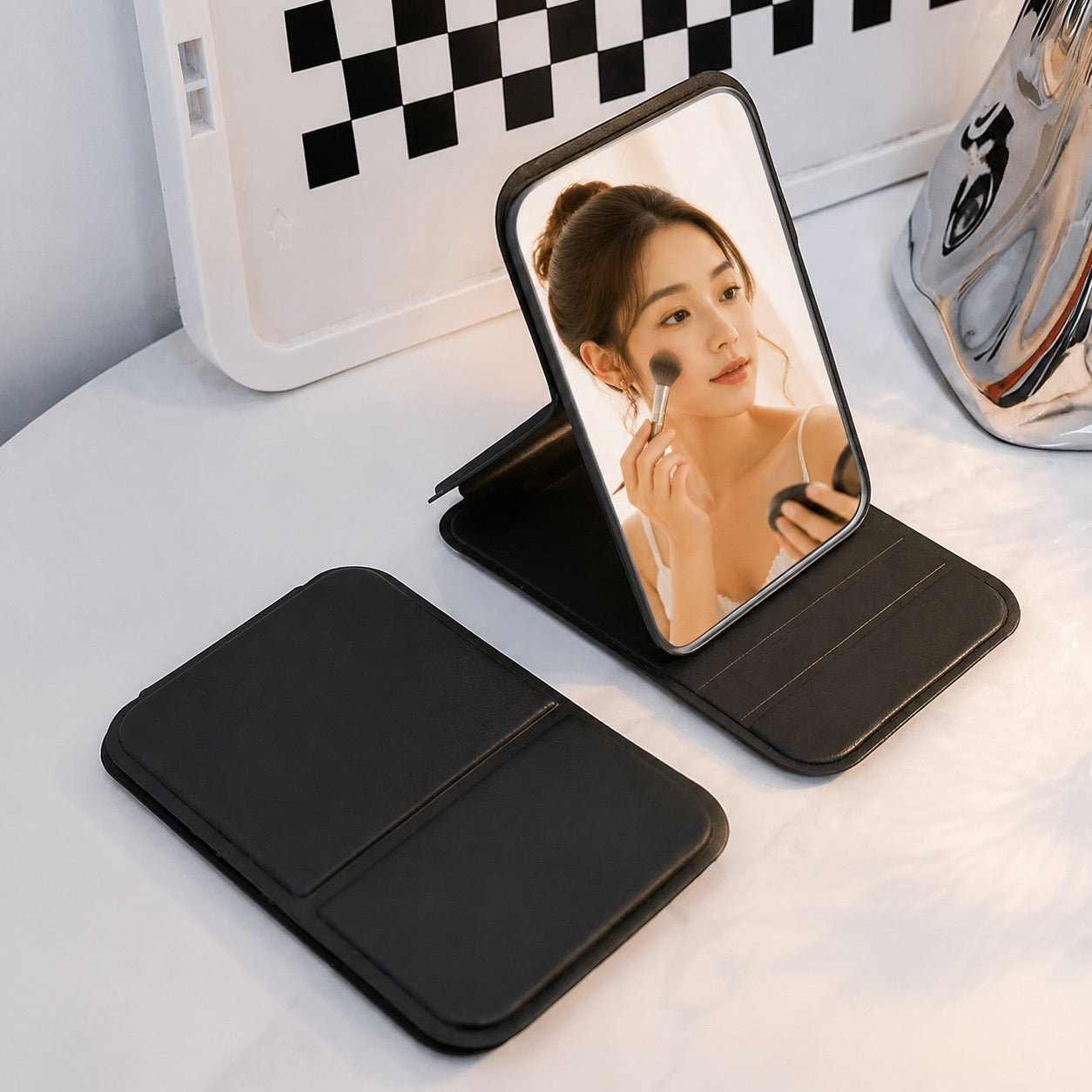 Opvouwbare make-up spiegel – mini draagbare spiegel voor reizen & desktop