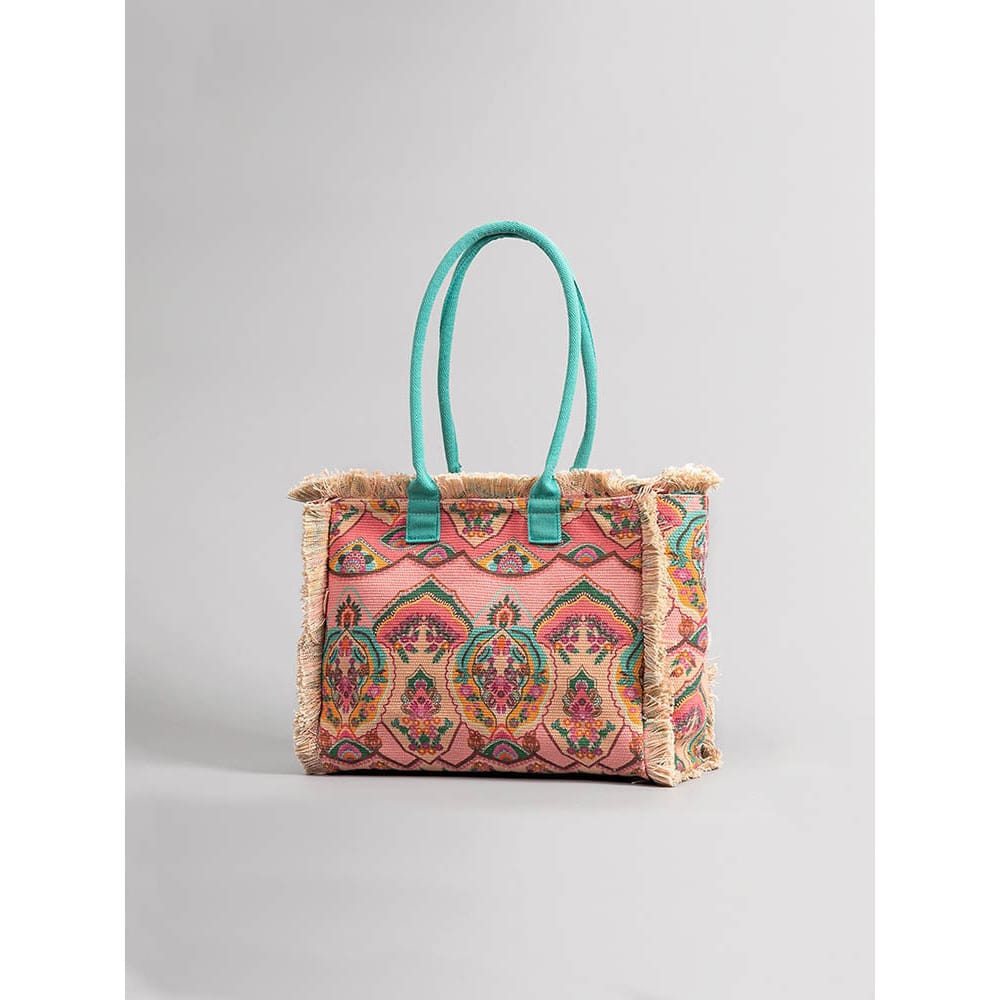 Celvera Tas Dames - Grote Shopper met Franje en Kleurrijk Bohemien Print | Zomer
