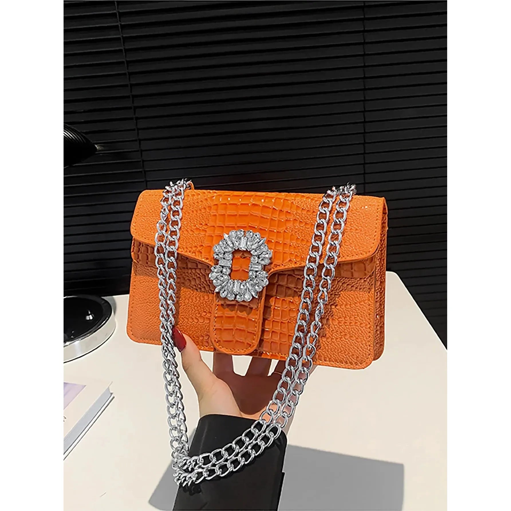 Celvera Tas Dames - Crossbody met Ketting en Strass Gesp | Feestelijk