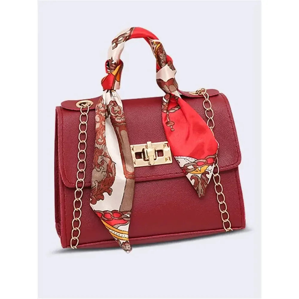 Celvera Tas Dames - Compacte Flap Tas met Sjaal en Gouden Ketting | Chique