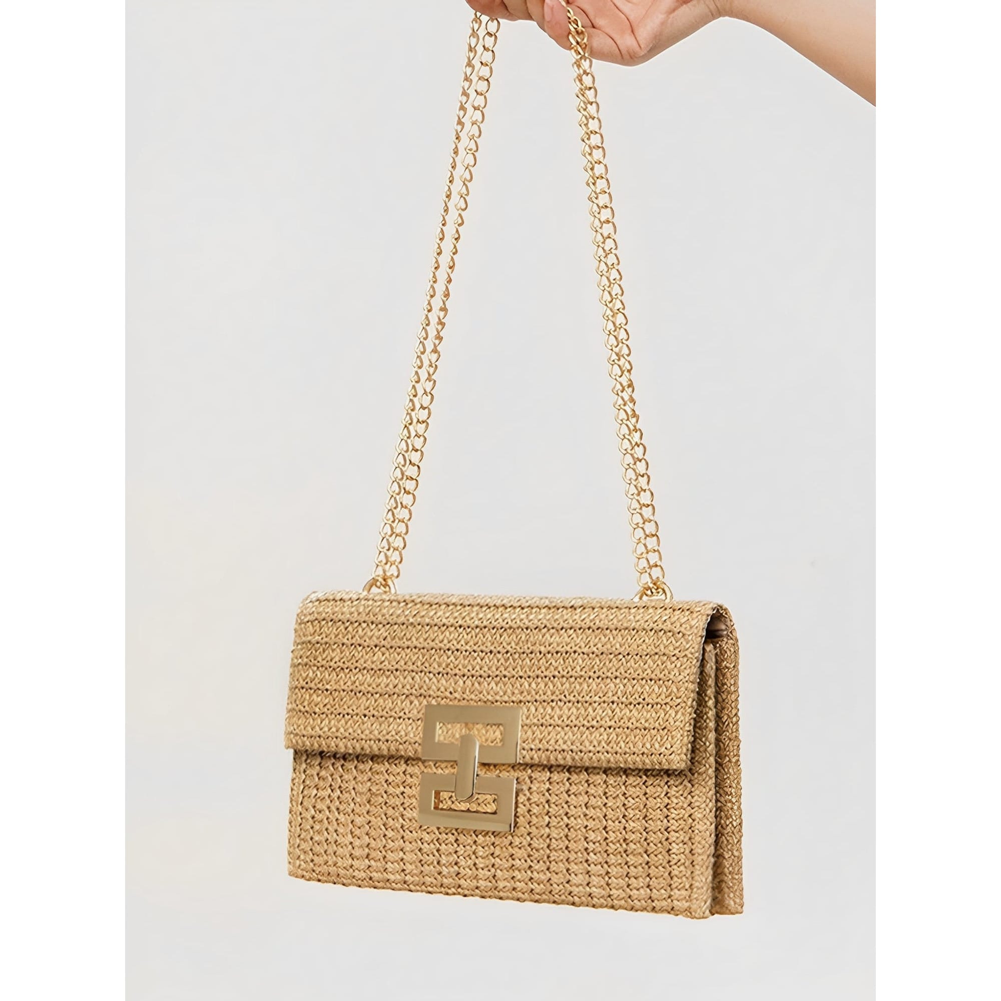 Celvera Geweven Schoudertas met Ketting en Draaiklem