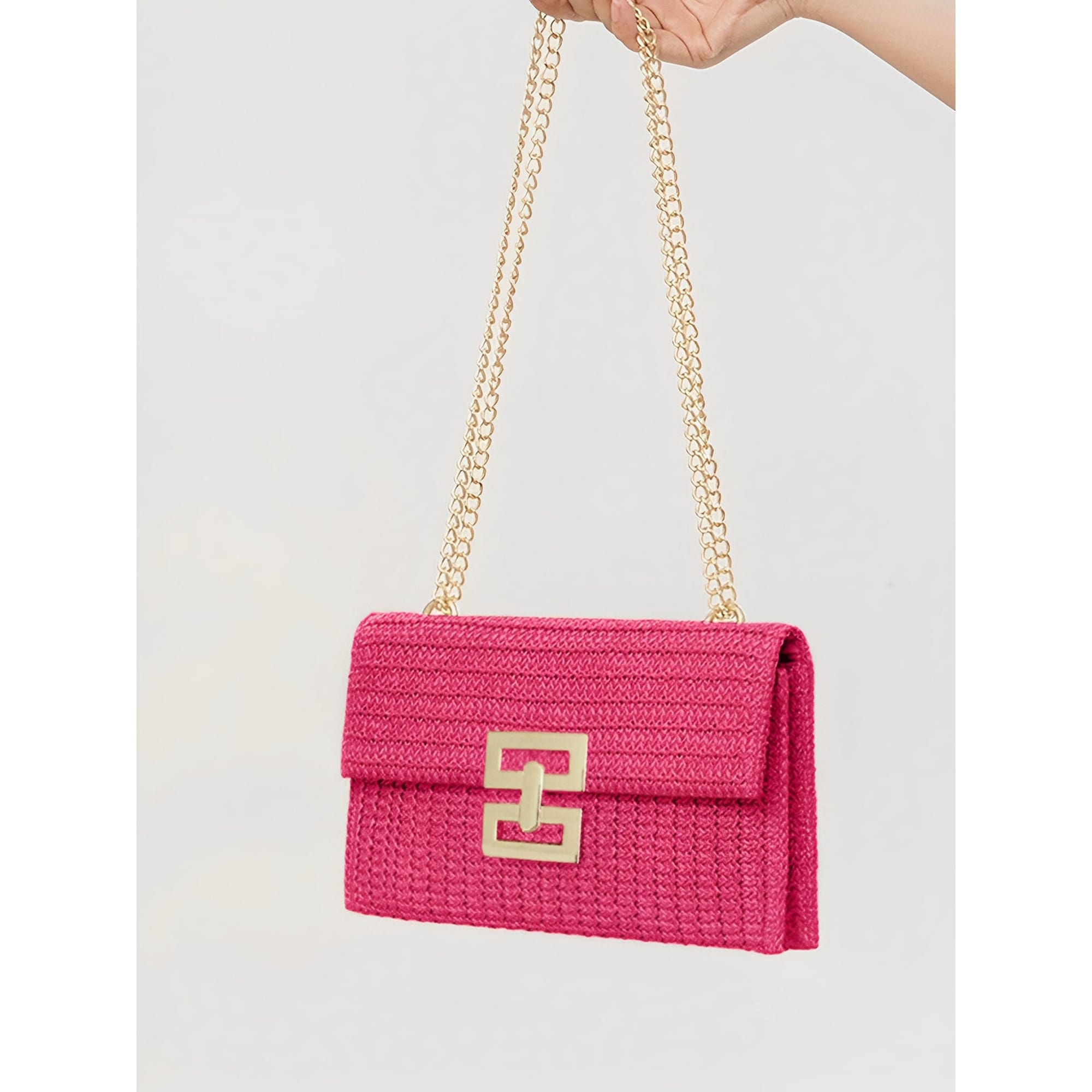 Celvera Geweven Schoudertas met Ketting en Draaiklem