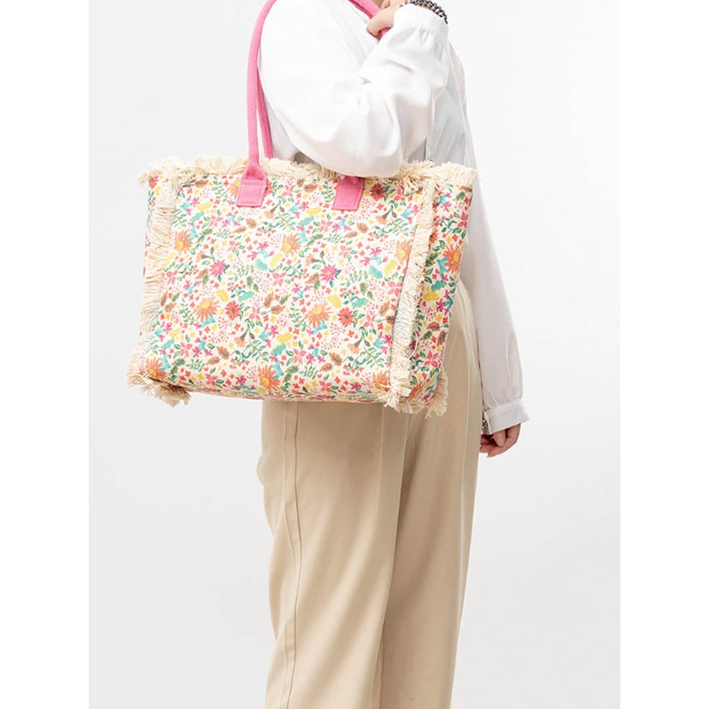 Celvera Tas Dames - Grote Shopper met Franje en Kleurrijk Bohemien Print | Zomer
