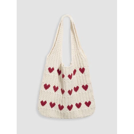 Celvera Tas Dames - Gebreide Shopper met Hartjesprint en Dubbele Hengsels