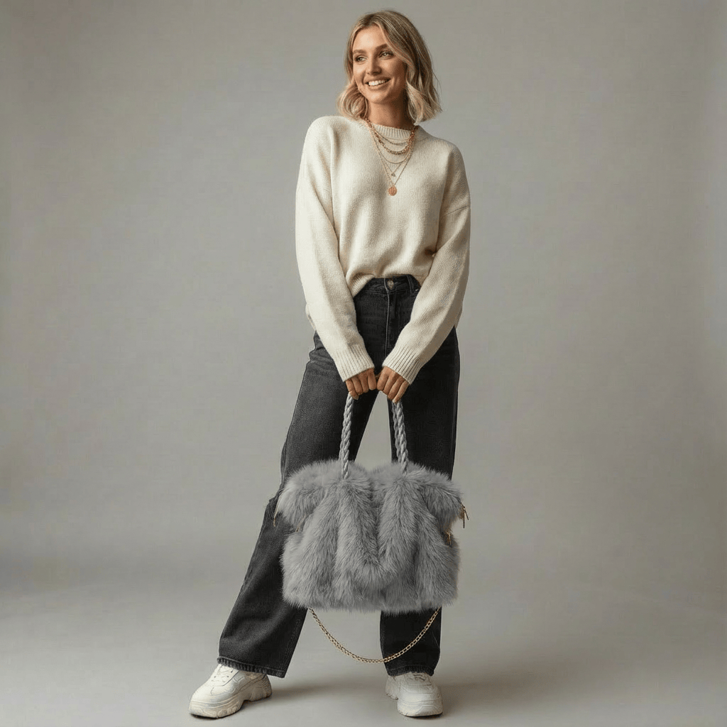 Celvera Luxe Fluffy Handtas | Dames Schoudertas | Zacht & Stijlvol