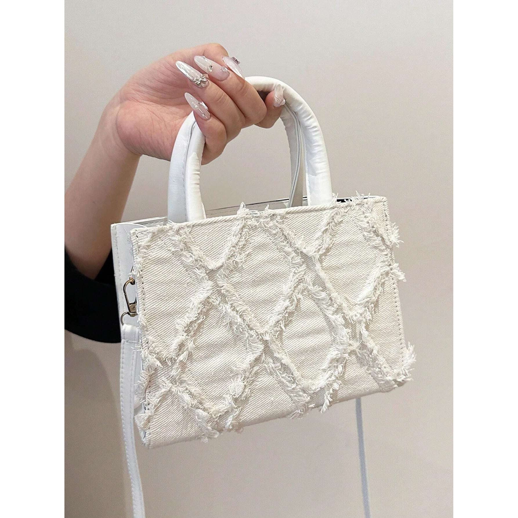 Celvera Tas Dames - Gestructureerde Tote met Franje Patroon en Schouderband | Chique