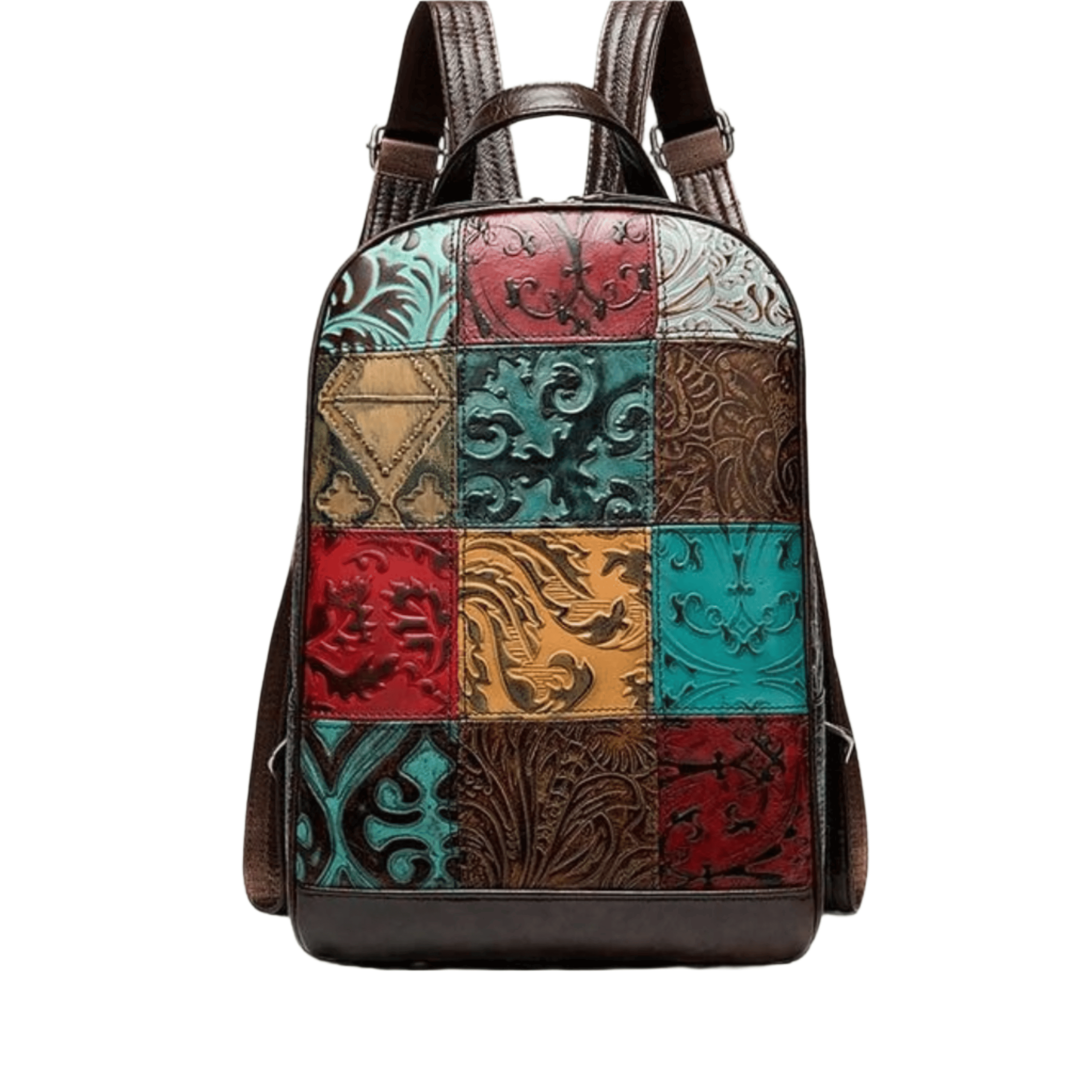 Rugzak Dames - Kleurrijk Geborduurde Patchwork met Topgreep | Casual