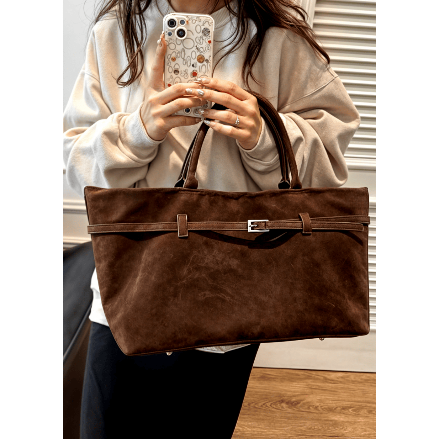 Celvera Tas Dames - Ruime Tote met Dubbele Hengsels en Ceintuurdetail | Elegant