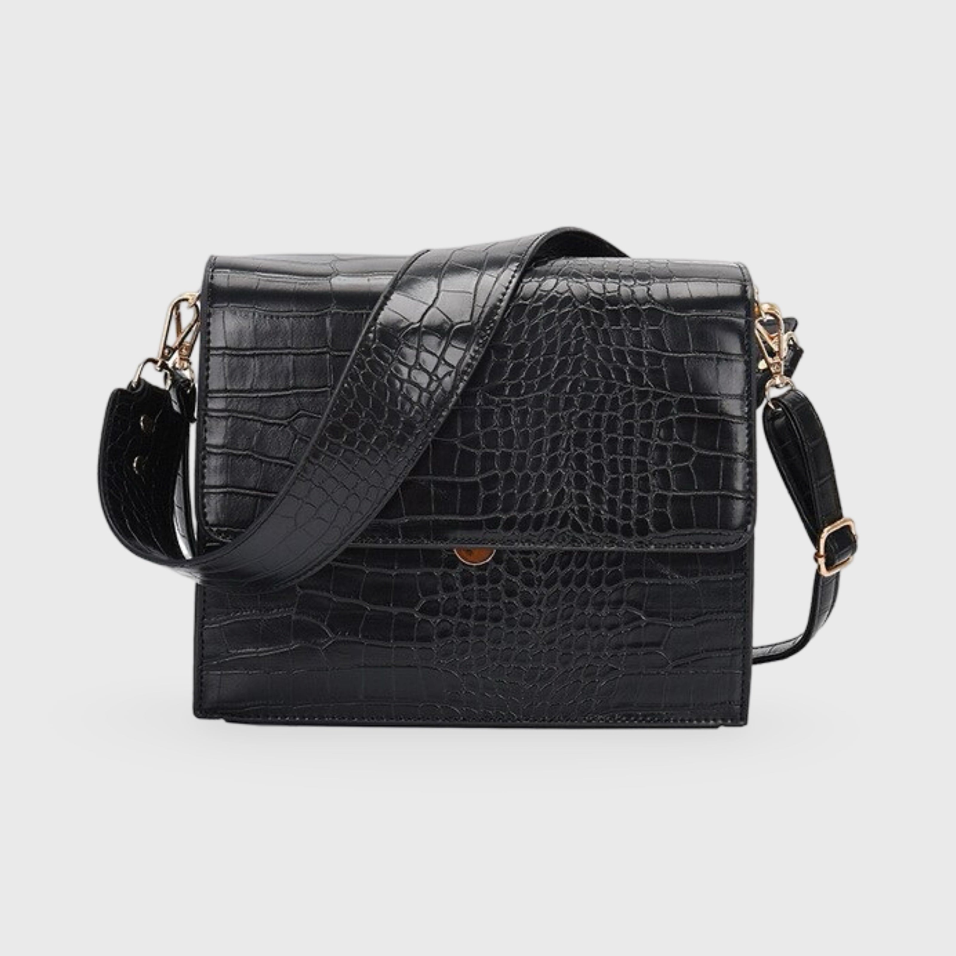 Celvera Compacte crossbody schoudertas met crocoprint in leer