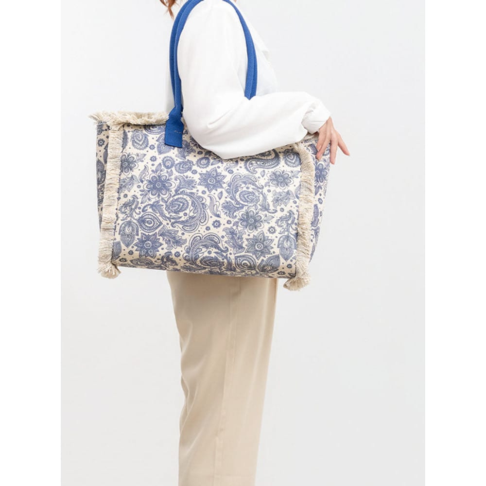 Celvera Tas Dames - Grote Shopper met Franje en Kleurrijk Bohemien Print | Zomer