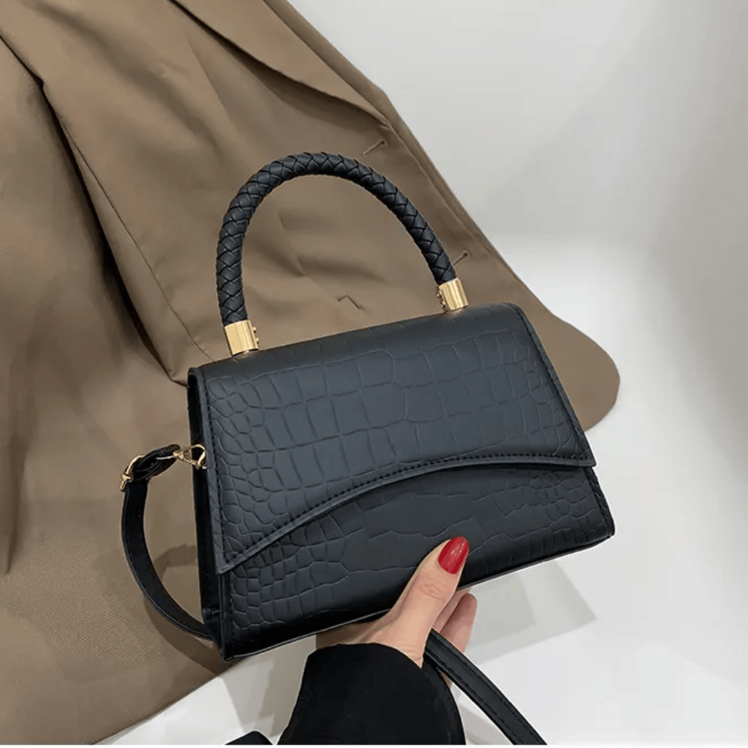Celvera Handtas met gevlochten handvat en crossbodyband van PU-leer