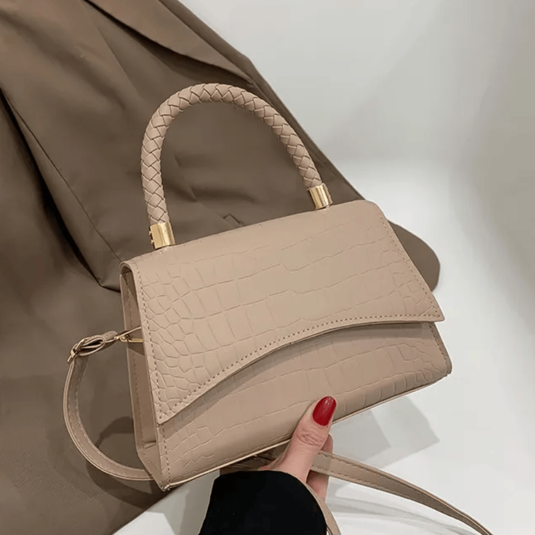 Celvera Handtas met gevlochten handvat en crossbodyband van PU-leer